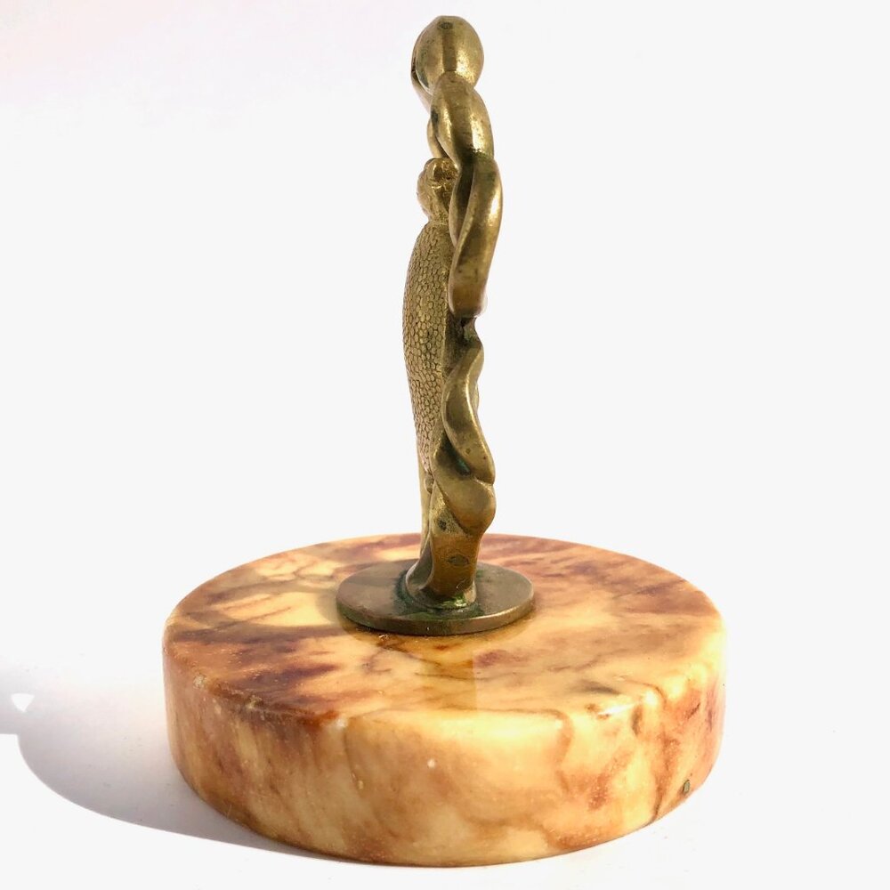 brass crab statue on marble nautical ocean astrological cancer vintage sculpture - Picture 10 of 13